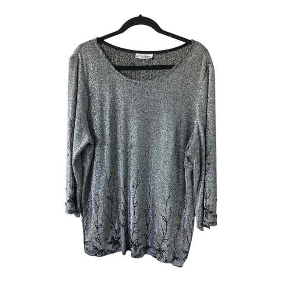 After Dark Blouse Women 3X Plus  Metallic Embroidered Beaded Dark Romantic - Picture 1 of 13
